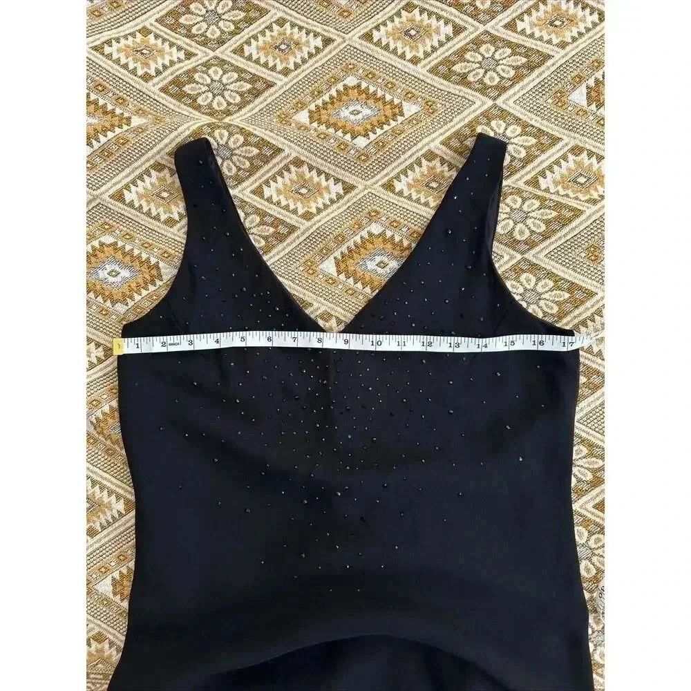 Vintage 90s Rhinestone LBD Evening Bias Cut Black Maxi Dress Jones New York Sz 8 - Picture 15 of 16